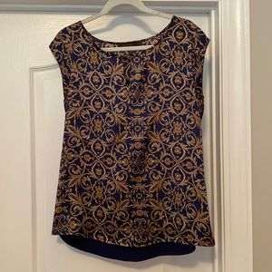 Like new: Beautiful blue and gold patterned Blouse by The Limited